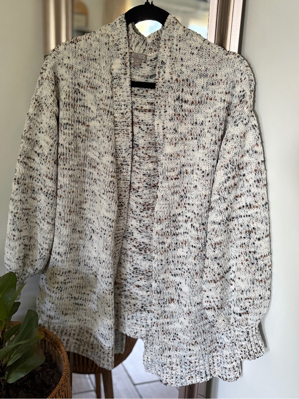 Falls Creek Speckled Cream Open-Front Cardigan